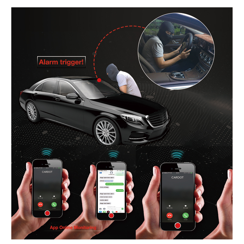 4G GPS/GSM/GPRS 2 Way Auto Smart Car Alarm System With Smartphone APP 5m-20m 1