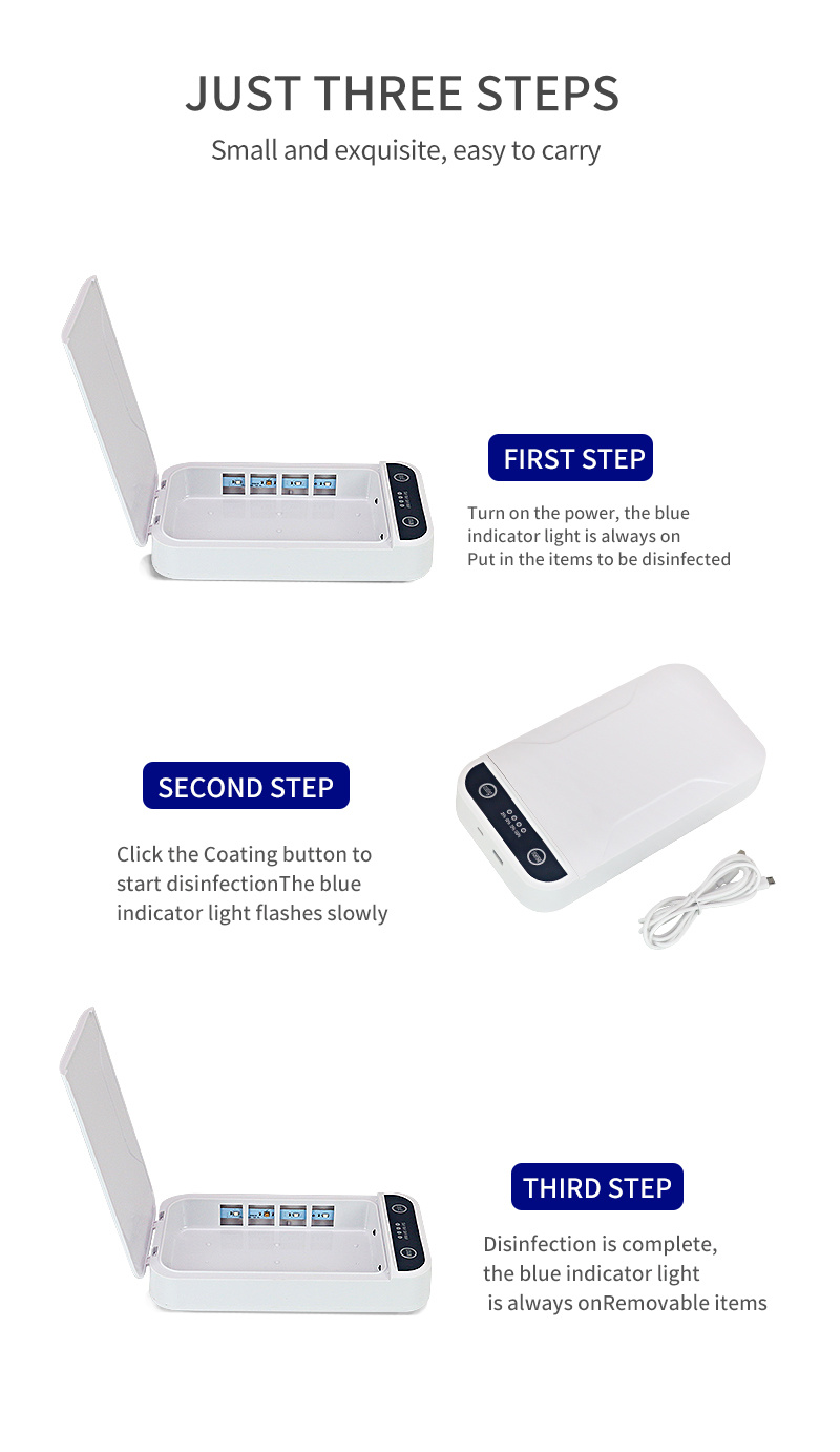 EPA / Ce / RoHS /FCC UV Sterilizer Portable Mobile Phone Disinfection Ozone UVC Sanitizer UV Light UVC Box UV Sanitizer Box UV Sterilizer Box