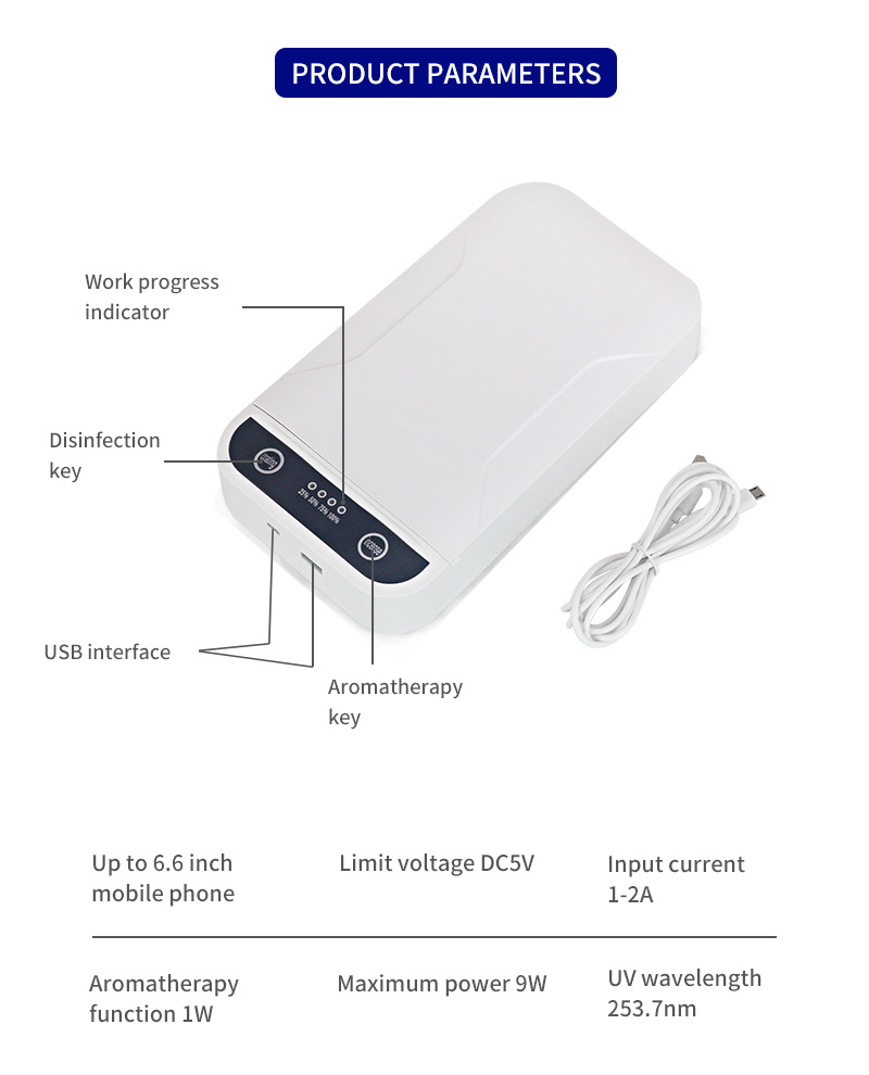 EPA / Ce / RoHS /FCC UV Sterilizer Portable Mobile Phone Disinfection Ozone UVC Sanitizer UV Light UVC Box UV Sanitizer Box UV Sterilizer Box