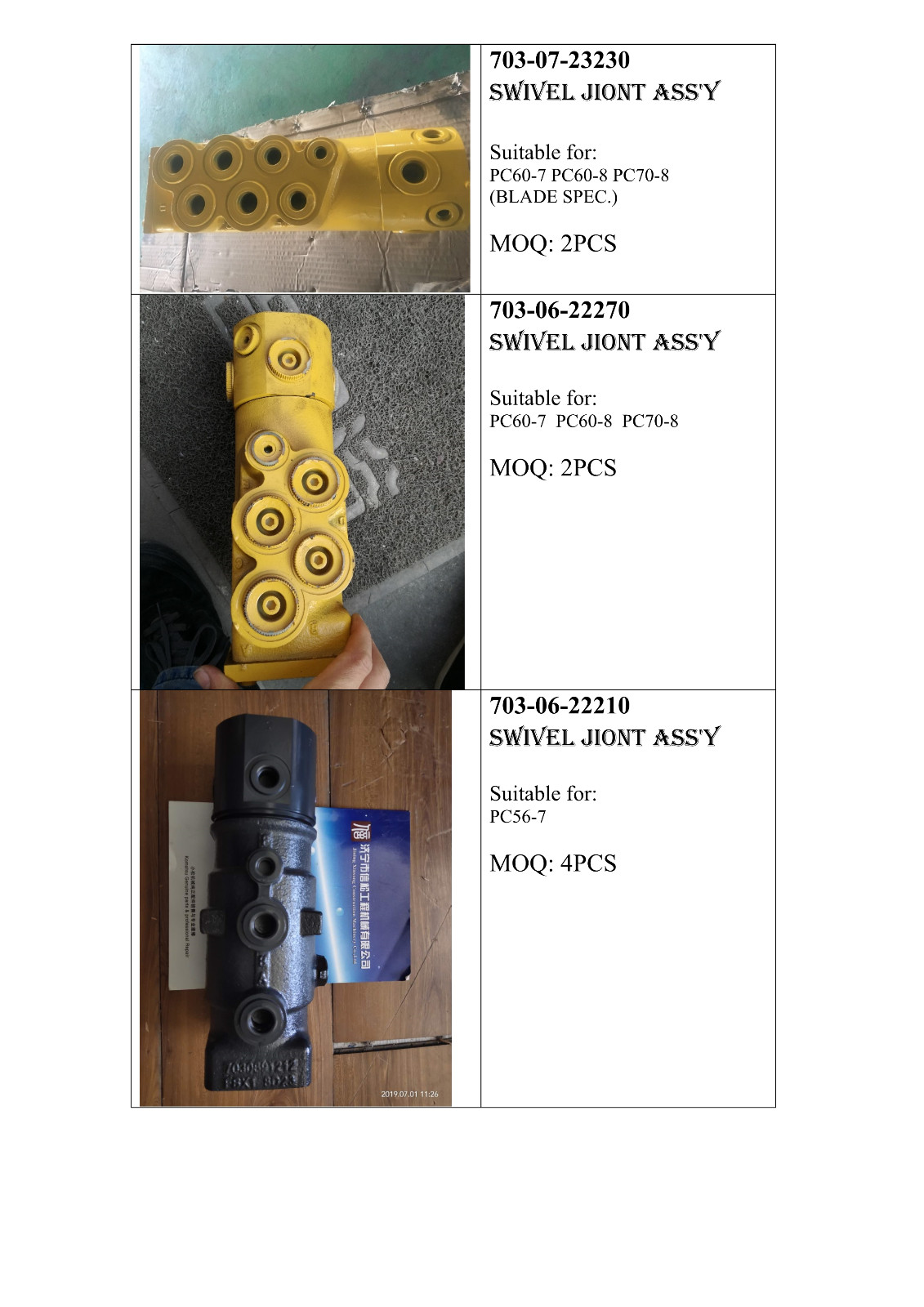 Komatsu Swivel jiont ass'y / 2